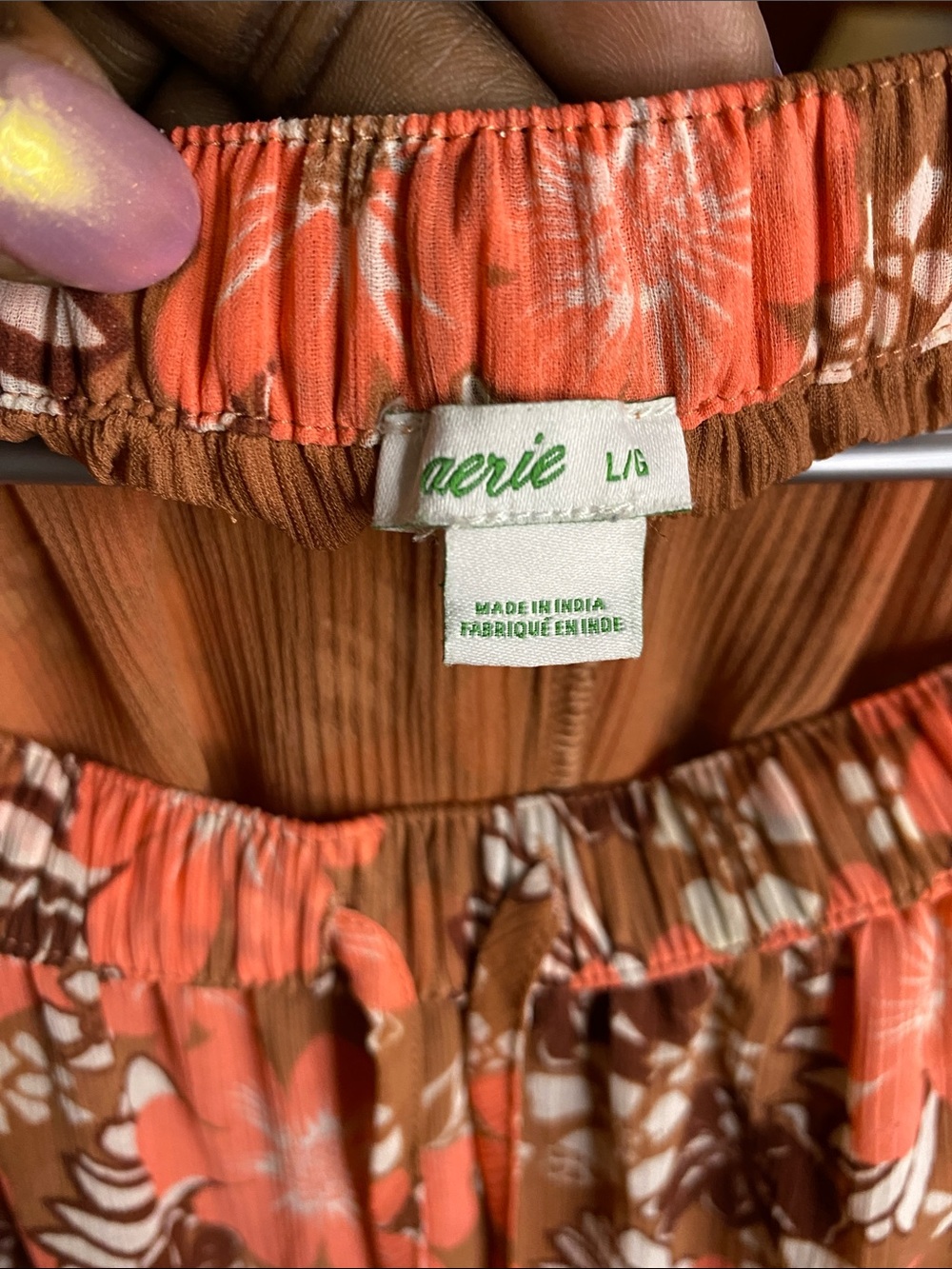 aerie Floral Tiered Midi Skirt in coral, white and Brown - Picture 4 of 6